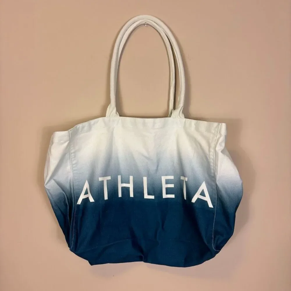 Athleta Blue Ombré Open Canvas Tote‎ Bag